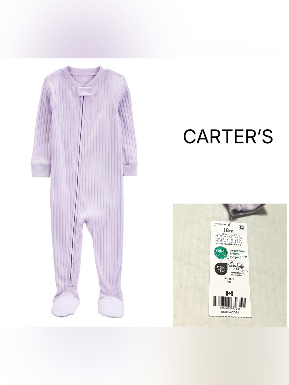 CARTER’S - 18M - NWT - INFANT GIRLS PURPLE FOOTIE / SLEEPER